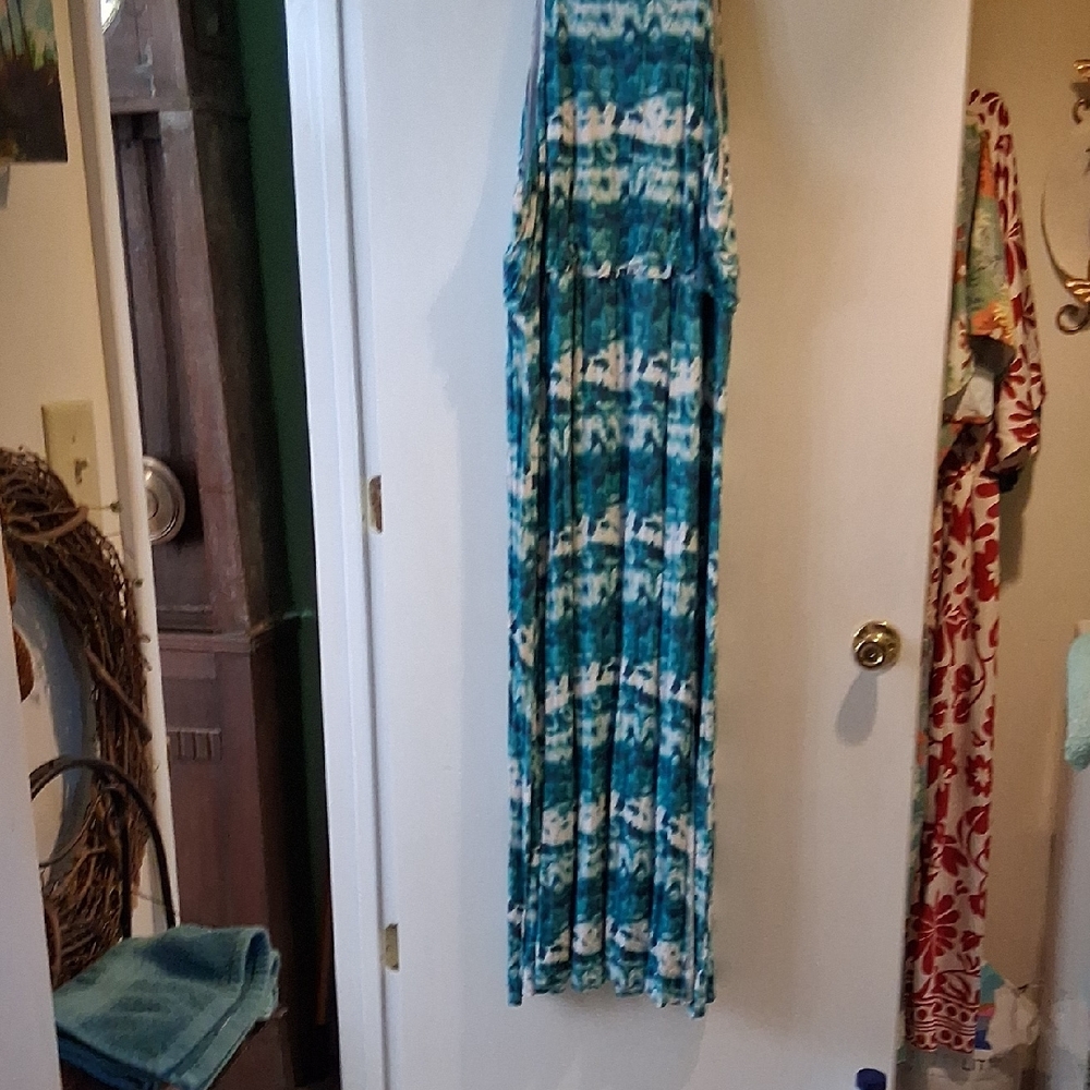 Torrid Teal and White Patterned Maxi Dress